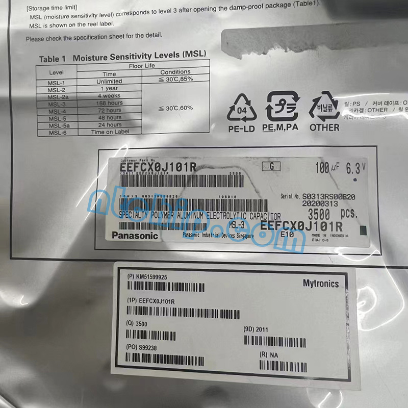 Stock EEFCX0J101R outer packaging